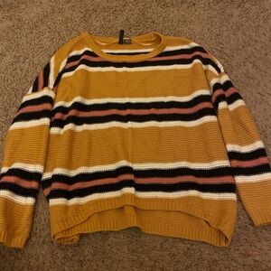 Striped Mustard Crew Neck Sweater